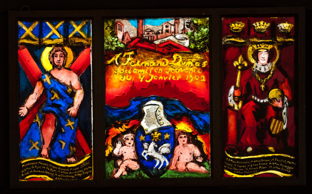 Stained glass commemorating the 50th birthday of Fernand Dumas